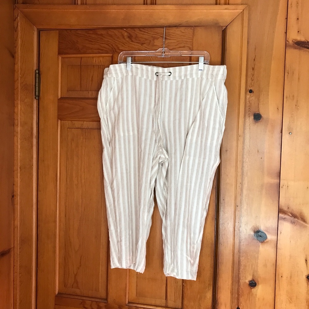Per Se Beige Striped Women's Capris Size 1X